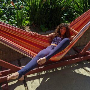 Magnolia Athletica FitLift High Waist Leggings Foot Strap NEW Slate Blue